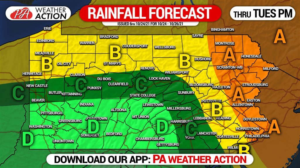 Strong Early Season Nor’easter to Bring A Few Inches of Rain to Parts of PA Early This Week