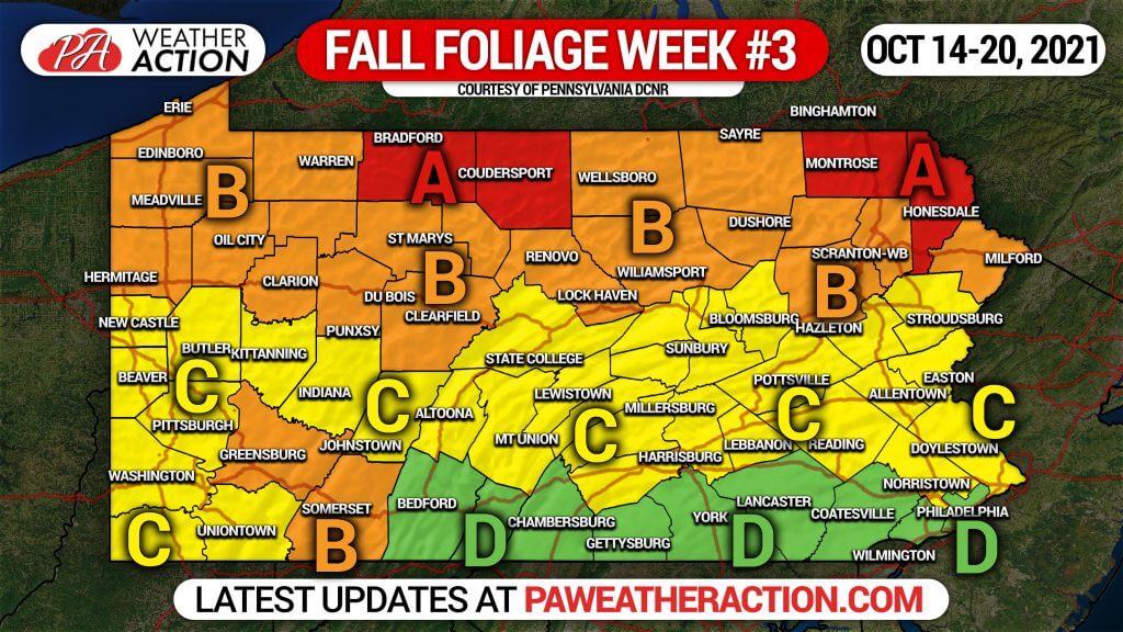 PA Fall Foliage Report – October 14th to 20th, 2021: Fall Colors Slowly Progressing As Warm Weather Persists