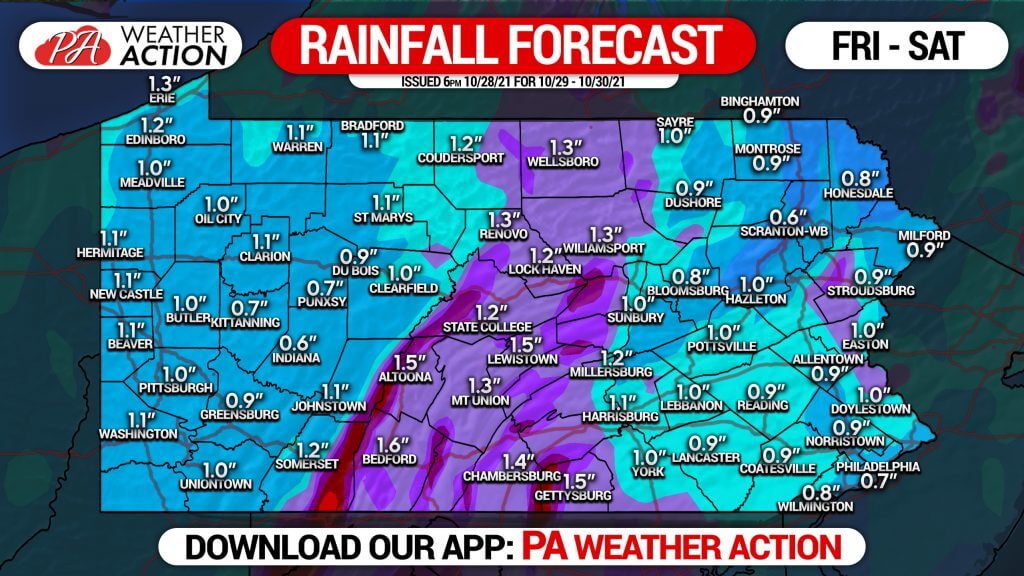 RAINFALL FORECAST: Wind-Driven Rain Likely Friday Followed by Slow Clearing This Weekend