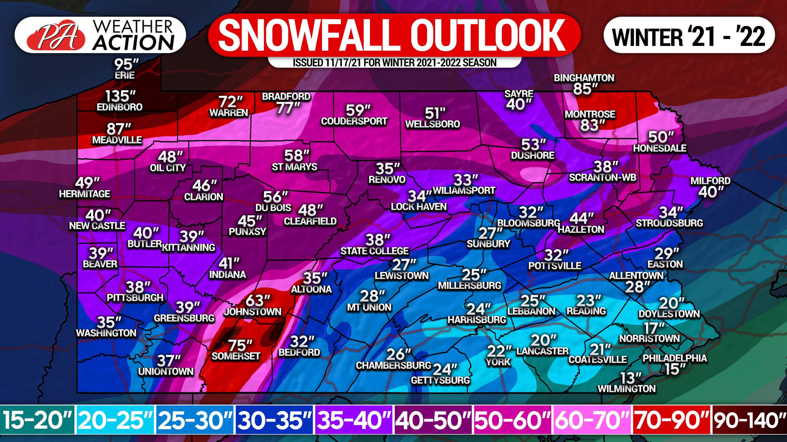 Official 2021 - 2022 Winter Outlook & Town-By-Town Snowfall