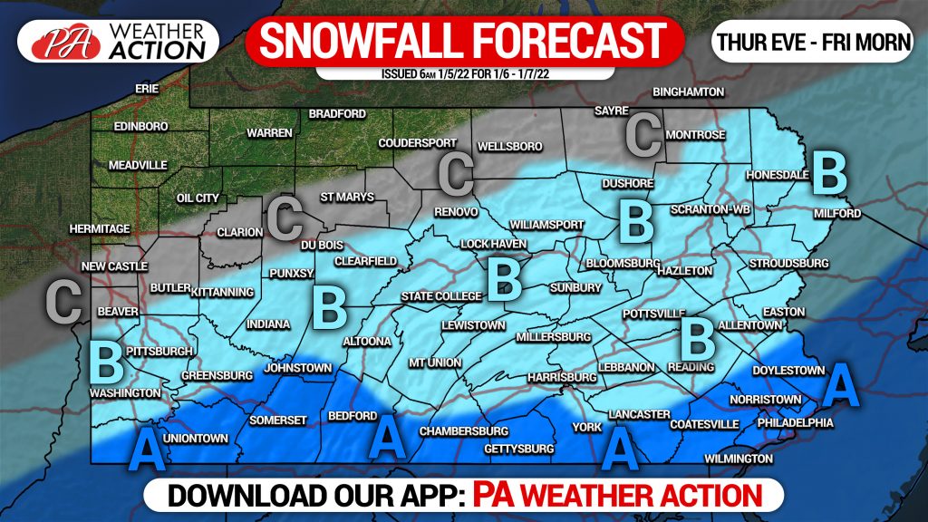 First Call Snowfall Forecast for Thursday Evening – Friday Morning Quick Storm