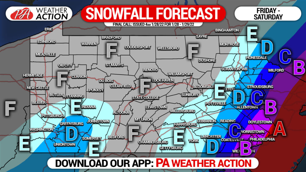 Final Call Snowfall Forecast for Friday-Saturday: Amounts Bumped West