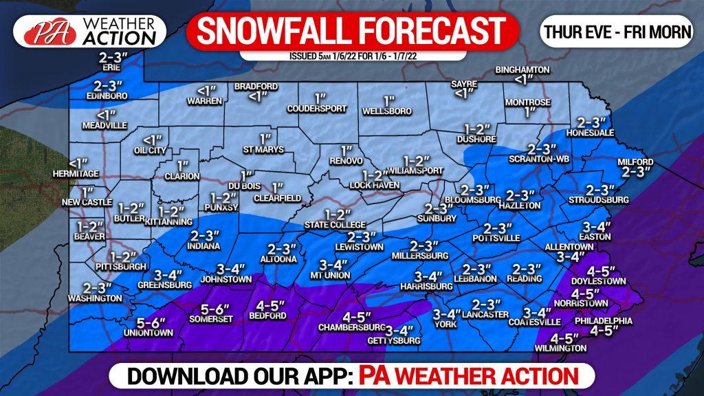 Snow Amounts Raised in Final Call Snowfall Forecast for Thursday Evening – Friday Morning