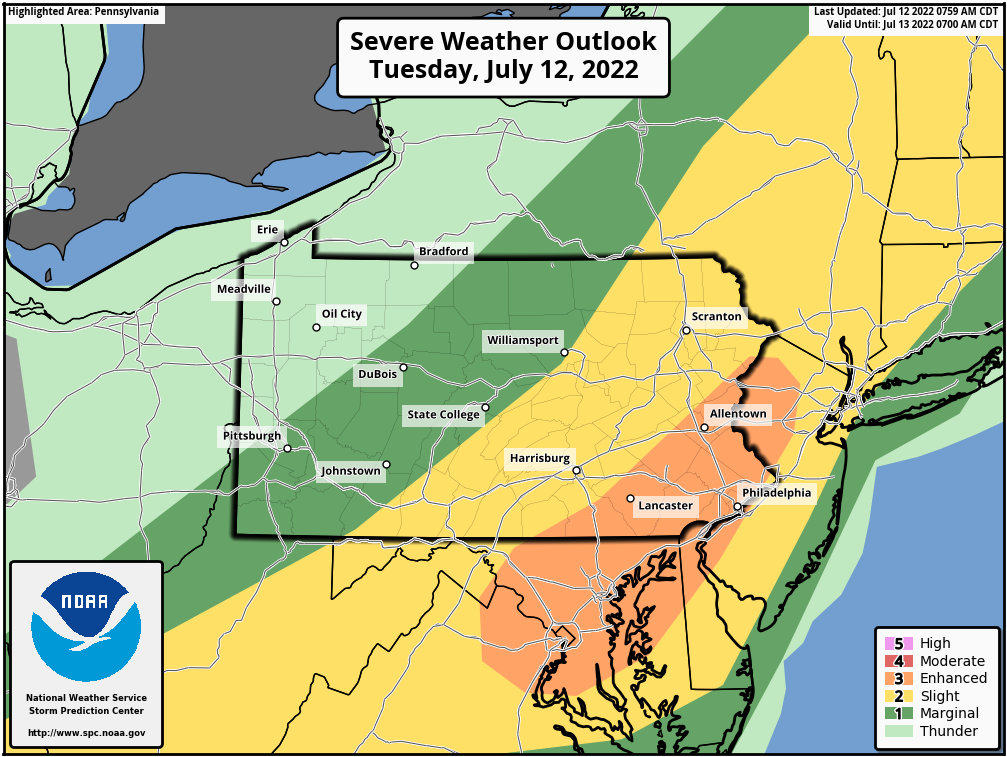 Enhanced Risk Issued For Wind Risk Widespread Storms Likely To Develop Pa Weather Action 6671