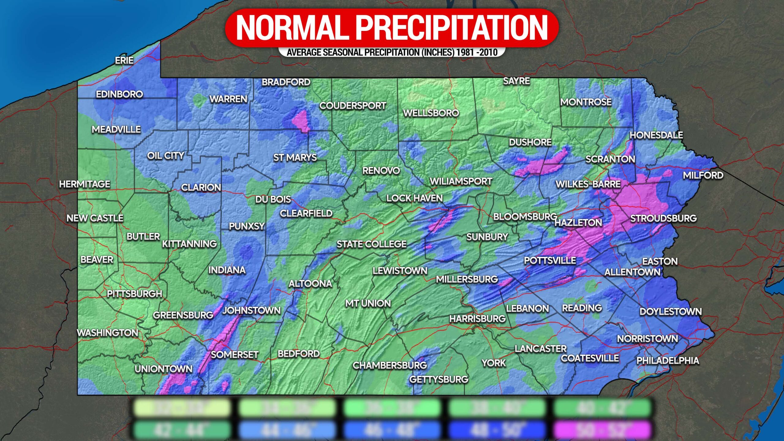 Average Annual Precipitation in Pennsylvania: Emphasis On Elevation