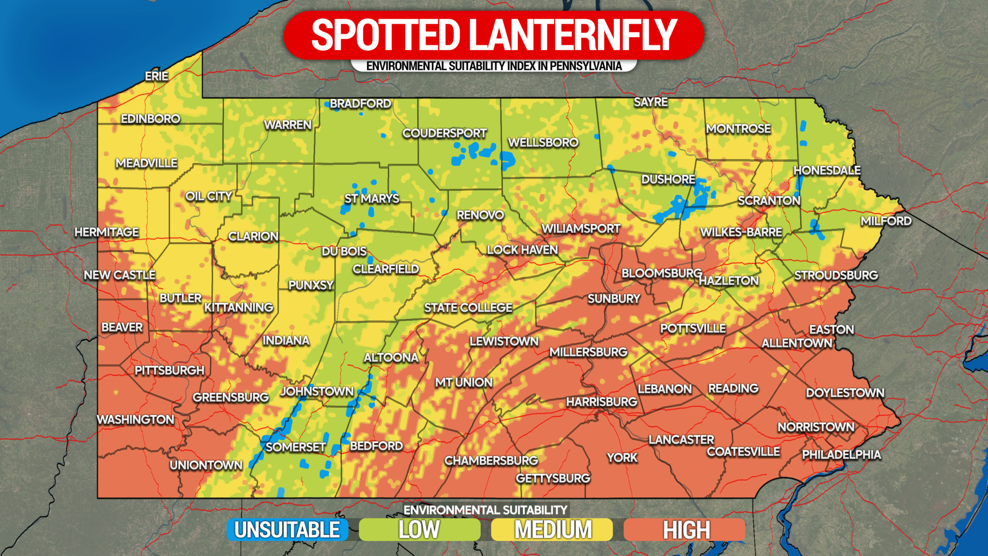 Pennsylvania Spotted Lanternfly Map