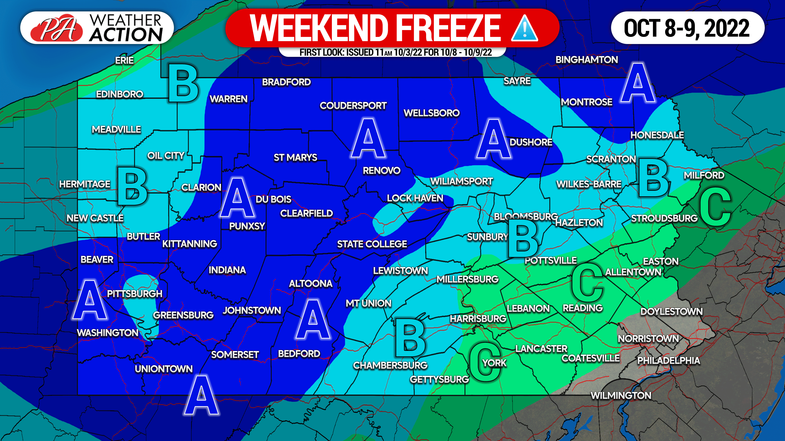 First Frost, Freeze Possible This Weekend In Much of Pennsylvania