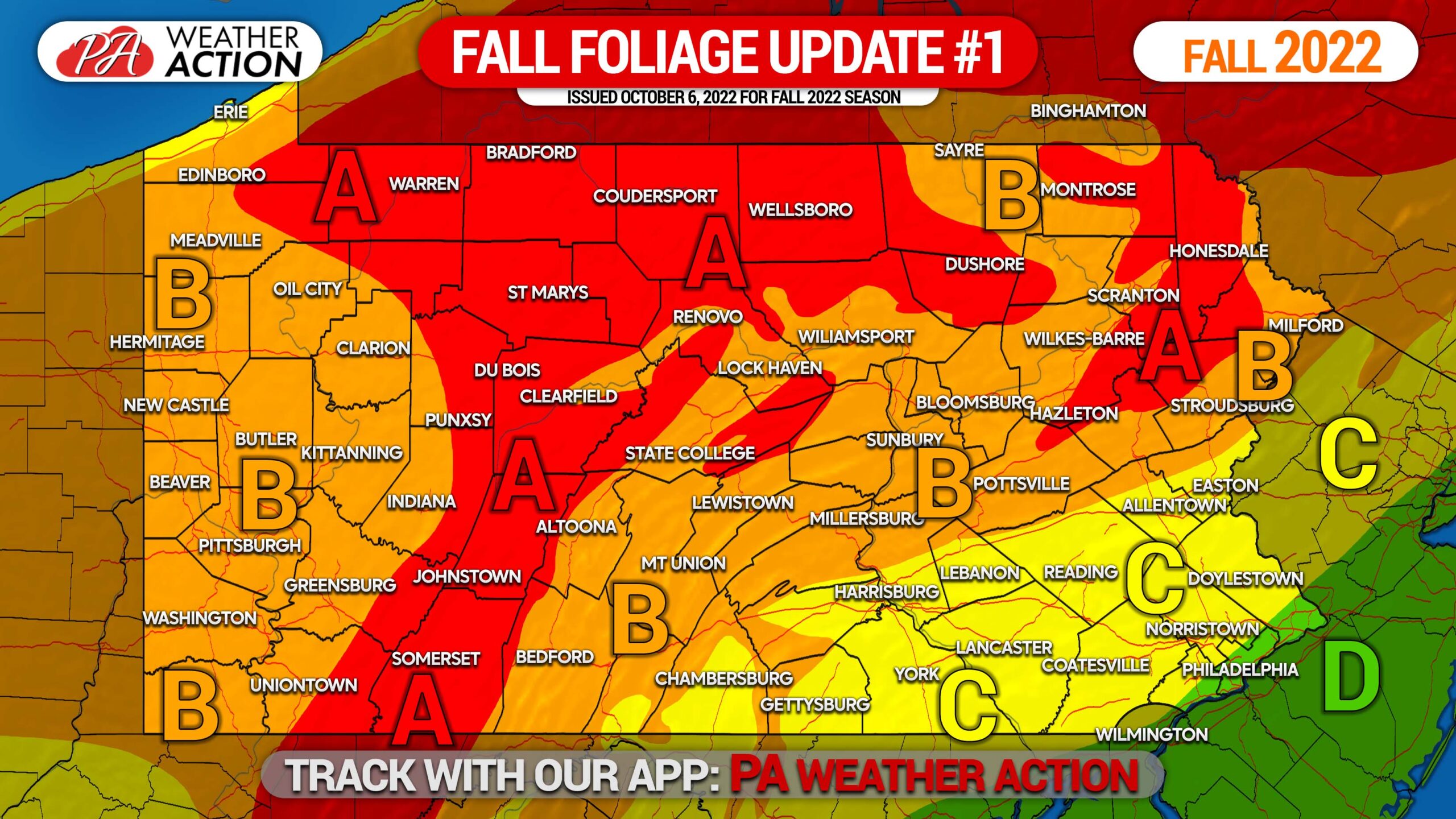Updated Pennsylvania Fall Foliage Forecast October 6th, 2022 PA