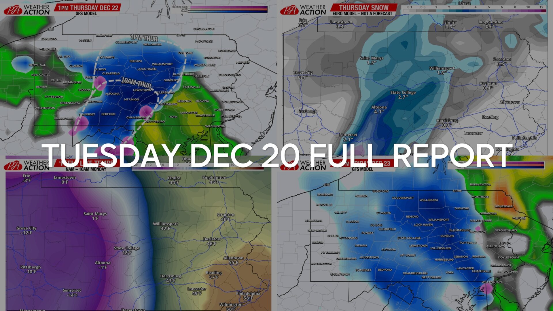 Tuesday December 20 Report: Latest Info for Thursday & Friday Storm Impacts