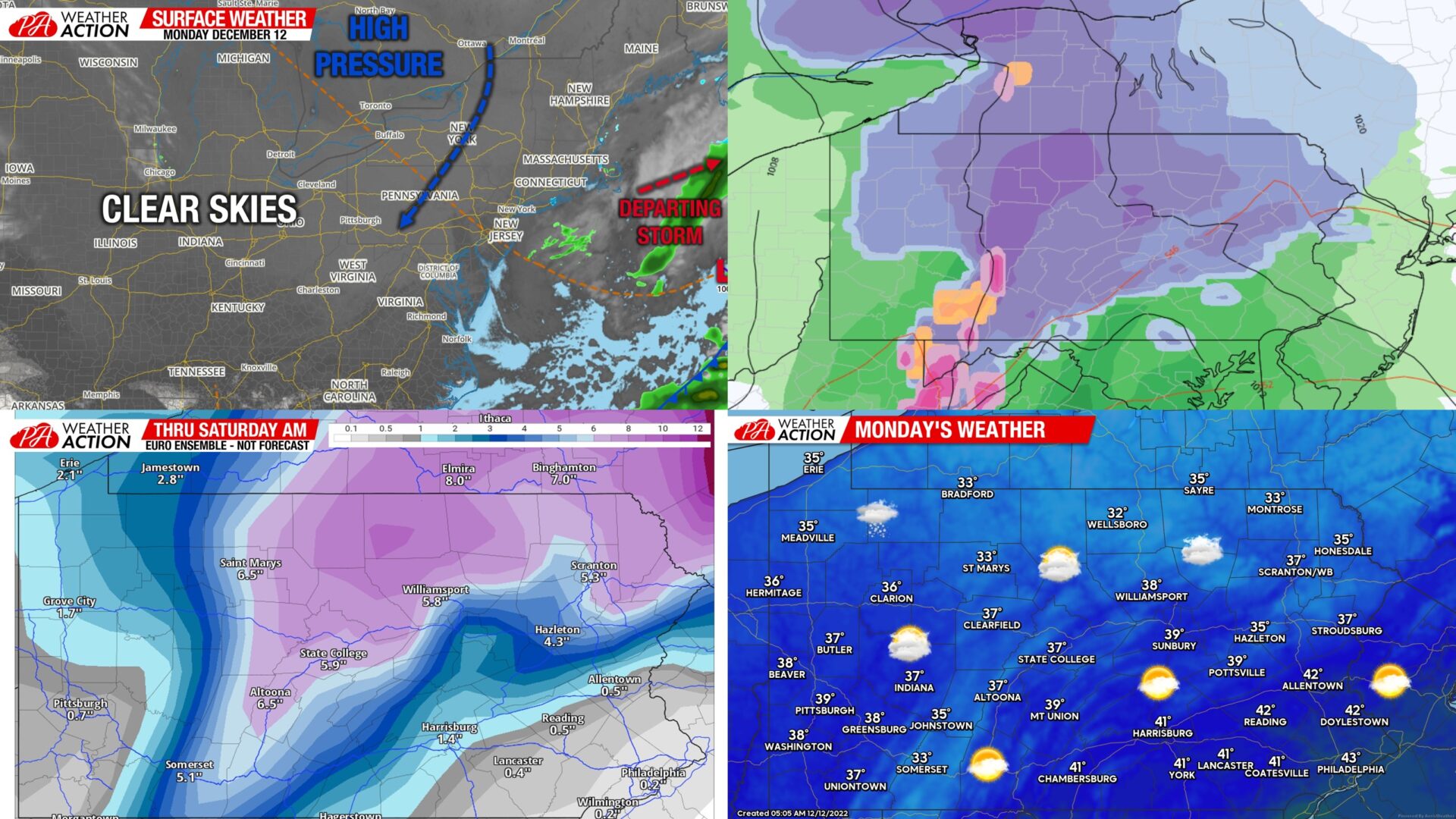 Monday December 12 Report: Cold & Clear Start to Week Before Messy Storm Thursday – Friday