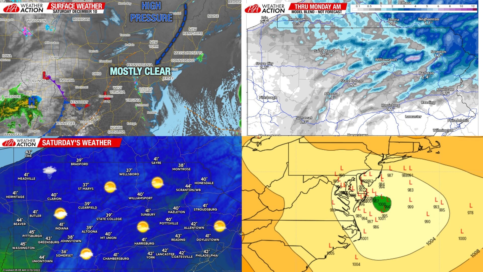 Saturday Dec 10 Report: Increasing Clouds Ahead of Sunday's Light Impact Event; Larger Potential Looming Thursday - Friday