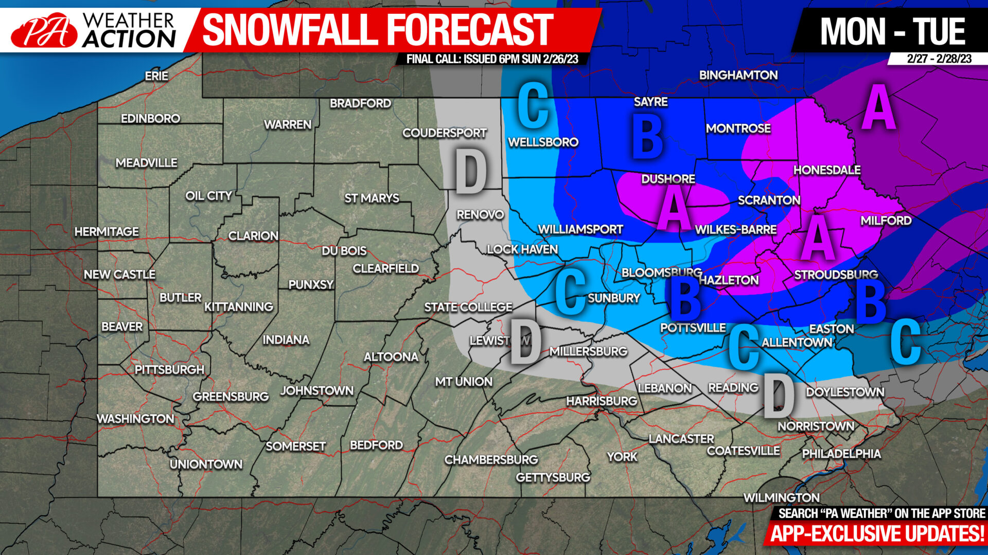 First Call Snowfall Forecast for Monday Evening – Tuesday Morning’s Storm