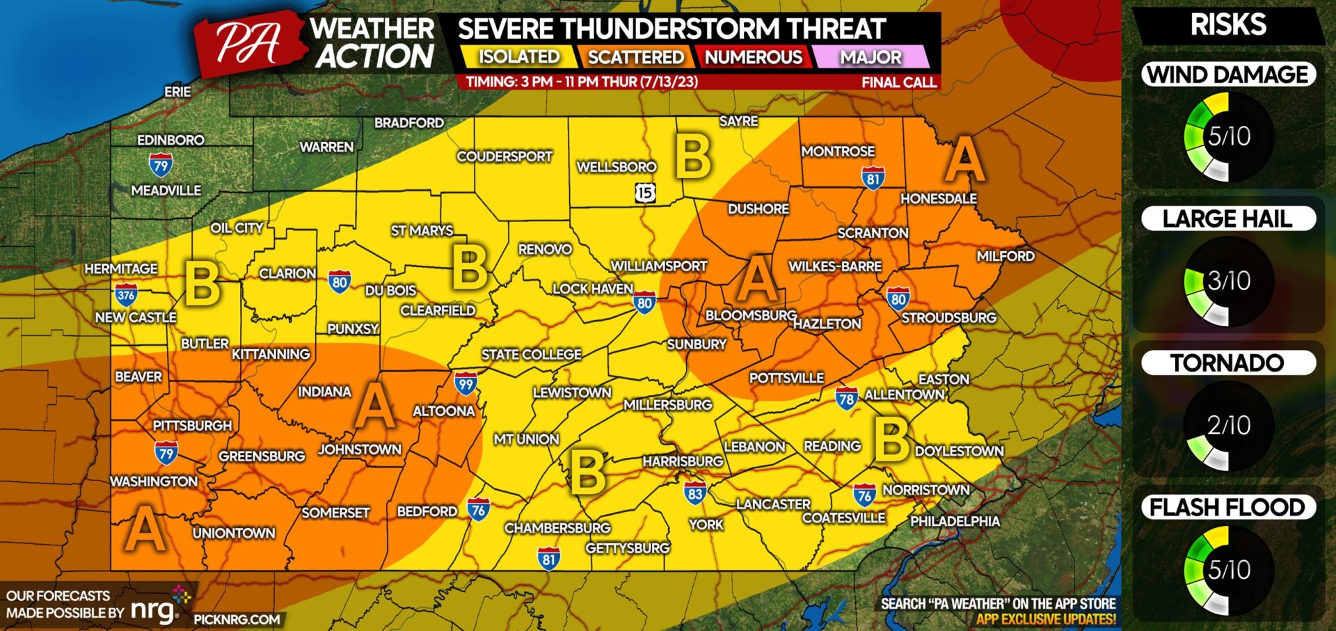 Severe Thunderstorms Possible Thursday & Friday Across Pennsylvania