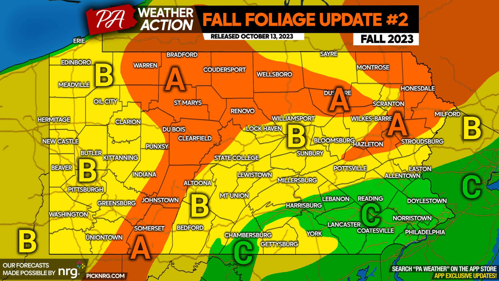 Fall Foliage Update #2: Slowly Changing But Still Weeks Away in Much of PA; New Peak Dates Forecast