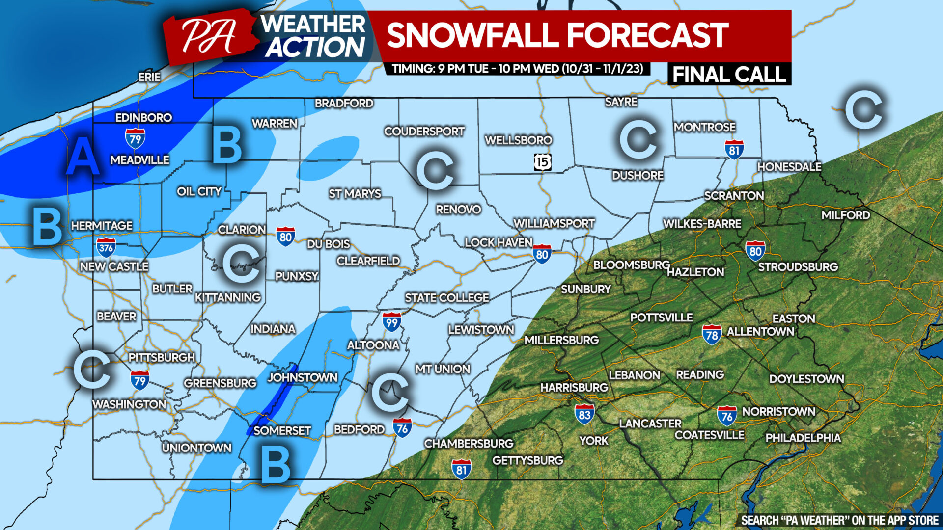 Snowfall Forecast for First Snow Squalls of Fall 2023