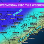 Nice Week Ahead With Lower Humidity; Below Normal Temps for the Carolinas