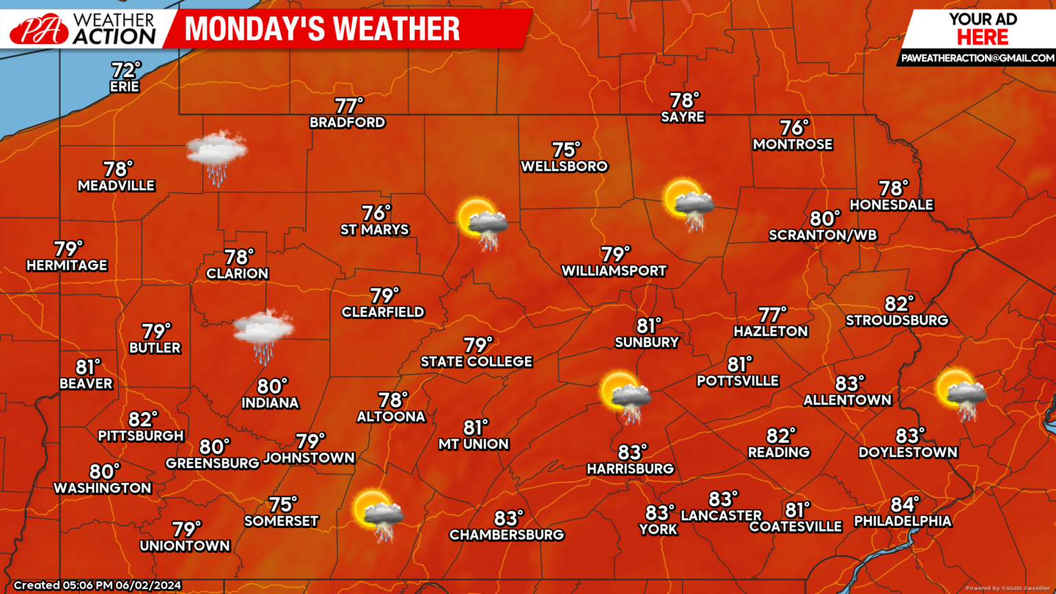 Sun and Clouds Today, How Long will the Dry Weather Last? PA Weather