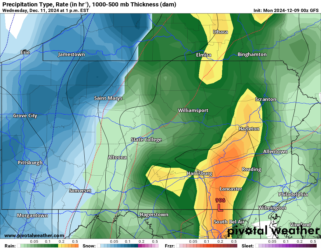 Rain Today, Snow Returns to Parts of PA Wednesday