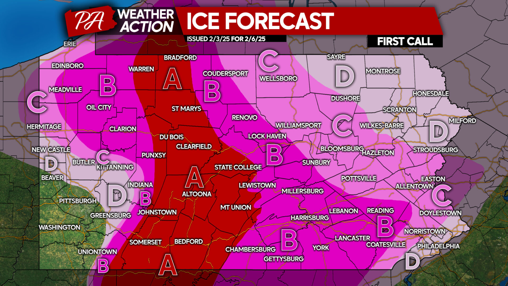 Significant Winter Storm to Cause Slippery Travel, School & Business Closings on Thursday in Pennsylvania