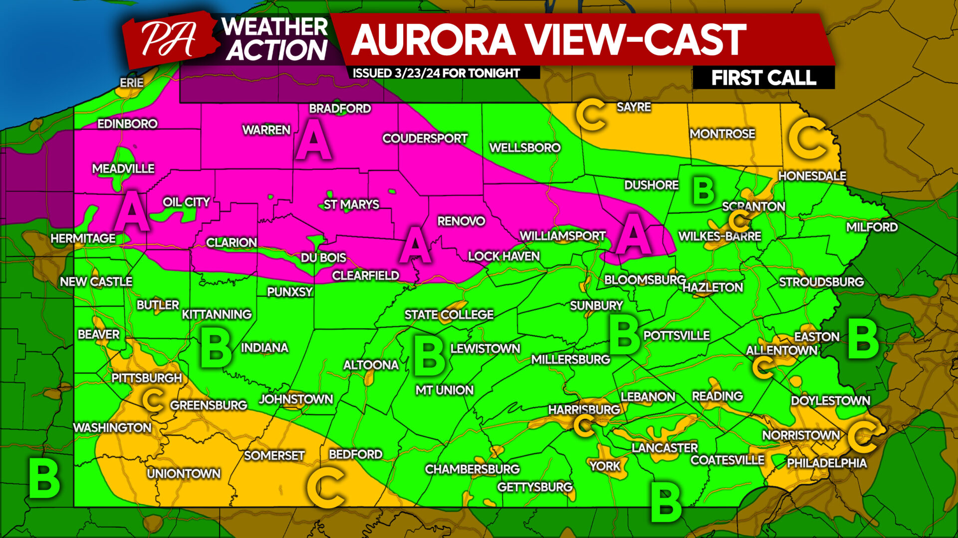 Vibrant Aurora Borealis Possible Saturday Night Above PA & Northern US As Strong G3 Solar Storm Hits Earth