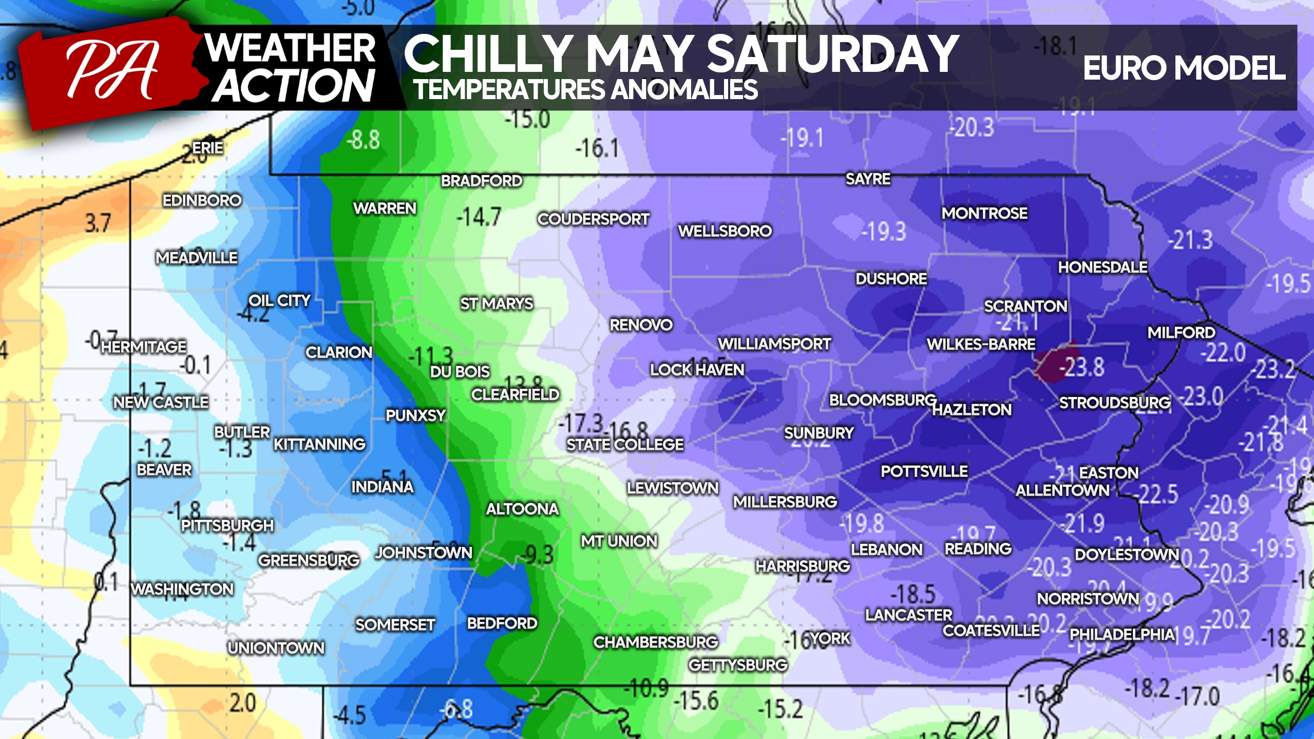 Record-Breaking Heat Wave, then Cold & Rainy Memorial Day Weekend in Parts of PA